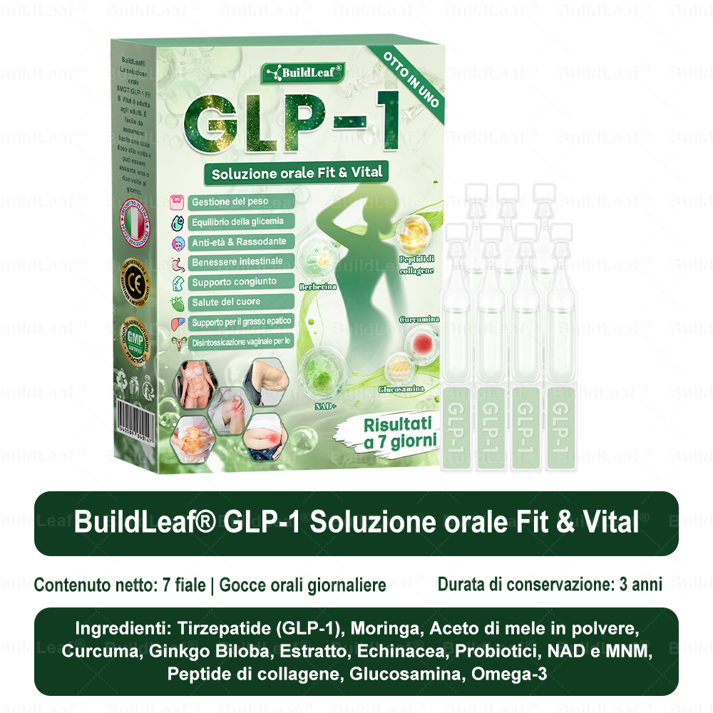 Negozio ufficiale | 👩‍⚕️BuildLeaf® GLP-1 8-in-1 Fit & Vital Soluzione Orale (Solo una volta al giorno, cambiamenti visibili in 7 giorni) ✅ Per obesità, salute cardiovascolare, diabete, apnea notturna, salute intestinale, problemi articolari e altro